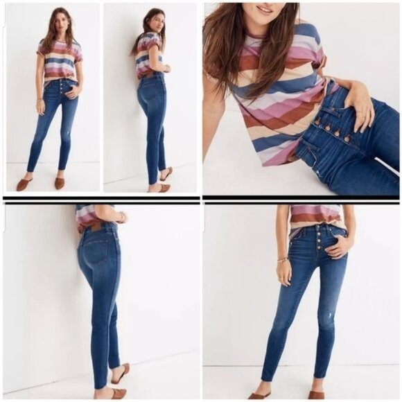 Madewell 10" High-Rise Raw Hem Button Fly Skinny jeans Style# J7914 size 25 - Picture 1 of 10